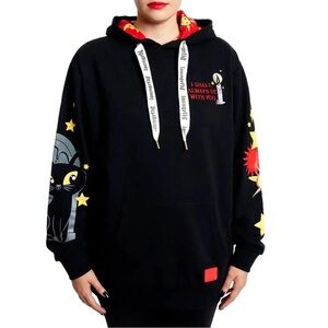 Loungefly Hocus Pocus Disney Black Hoodie with Star and Cat Binx M